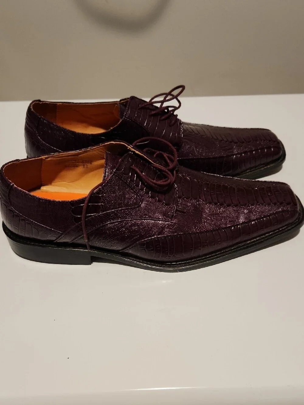 Antonio Cerrelli Elite 6314 Purple Croc-Embossed Leather Dress Shoes